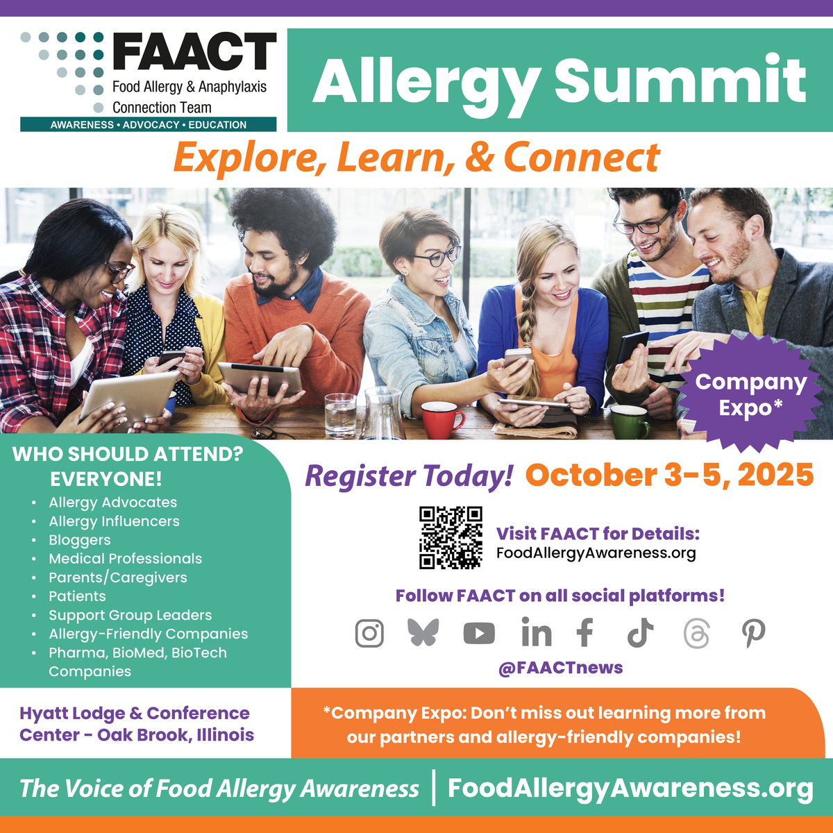 Allergy Summit poster with people collaborating